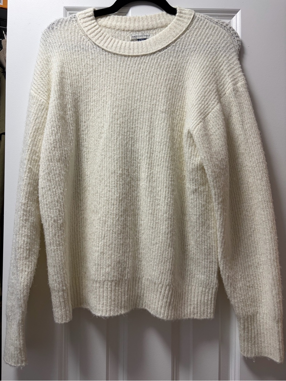 American Eagle Outfitters Cream Crewneck Sweater